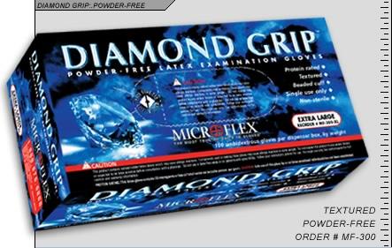 Gloves Exam Diamond Grip™ X-Large NonSterile Latex Standard Cuff Length Textured Fingertips White Not Rated (100/BX, 10 BX/CS) by Ansell Healthcare Products LLC  ID MF-300-XL